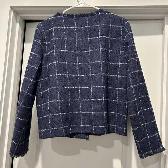 J. McLaughlin Abigail Jacket in Window Pane Navy and White - Picture 8 of 9